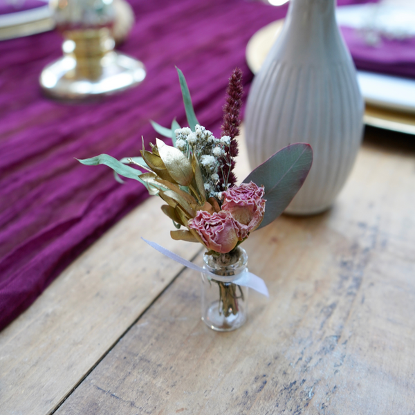 Red, green and gold Christmas dried flower mini bouquet