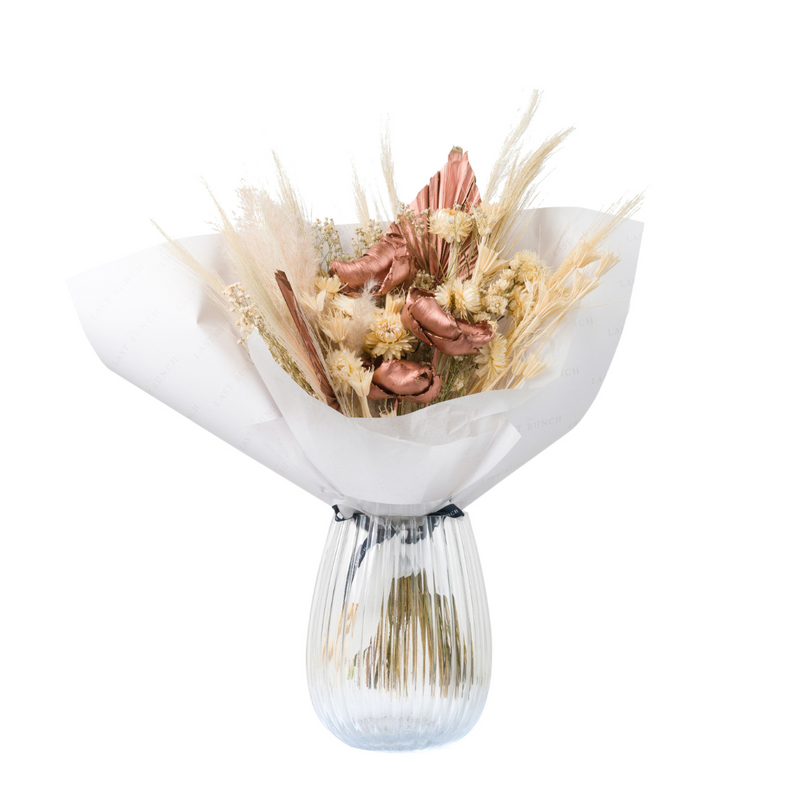 Cream and rose gold dried flower bouquet