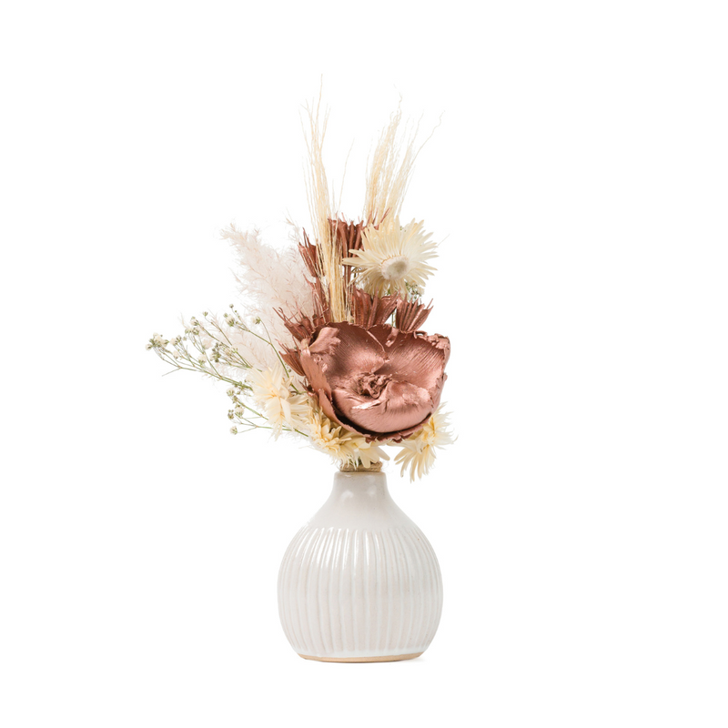 Cream and rose gold small dried flower bouquet + vase